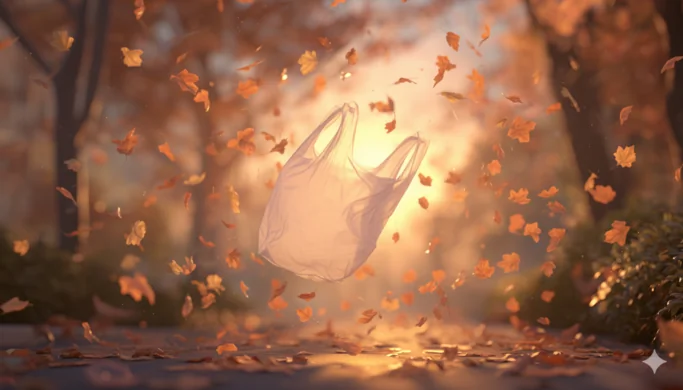 🌬️ La danza de la bolsa blanca - Una bolsa blanca baila con la brisa otoñal en un paseo lleno de calma, belleza y movimiento suave.